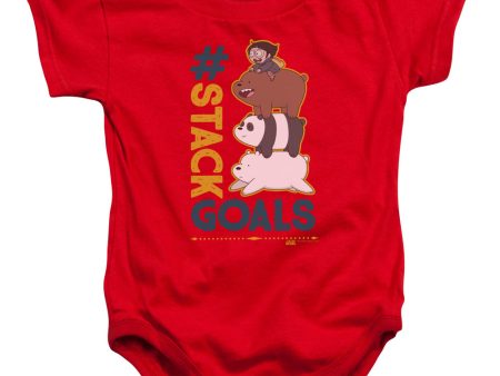 WE BARE BEARS : STACK GOALS INFANT SNAPSUIT Red SM (6 Mo) For Sale