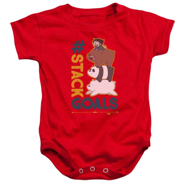 WE BARE BEARS : STACK GOALS INFANT SNAPSUIT Red SM (6 Mo) For Sale